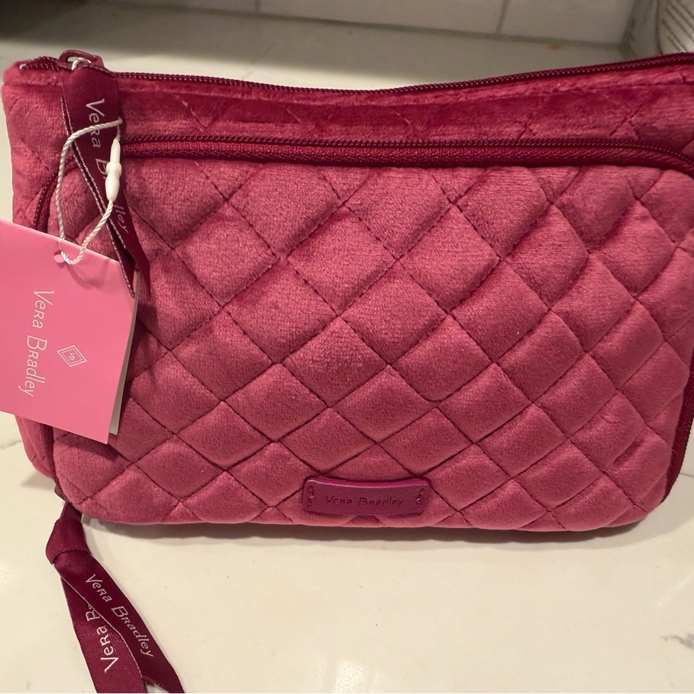 Vera Bradley Quilted Cosmetic Bag in Deep Pink